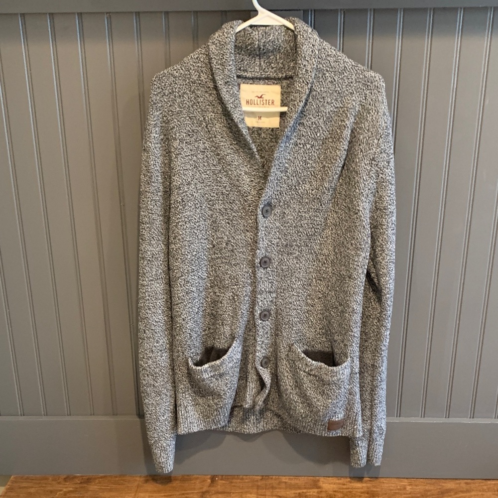 Hollister Men's Cardigan in Heather Gray Sz M Academia Grandpacore